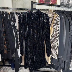 Zara Paisley Velvet Mock Neck Keyhole Back Mini Dress Womens Medium New NWT READ